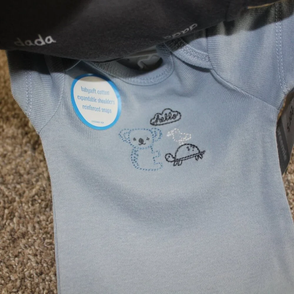 Carter's Preemie Bodysuit 5-Pack Blue Animals S/S Baby Boys Tops Spring NWT - Picture 6 of 6